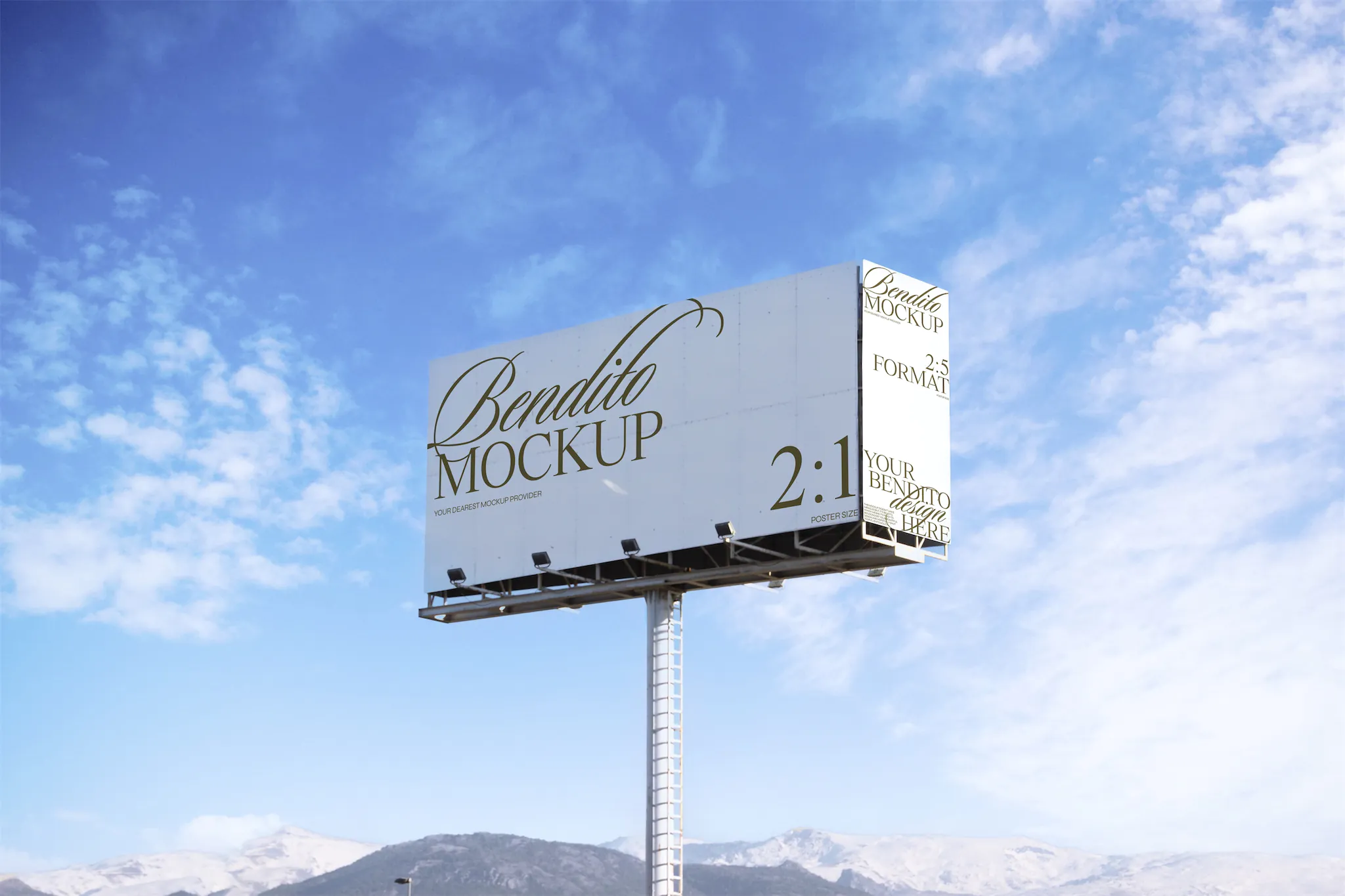Billboard mockup with sky background with clouds