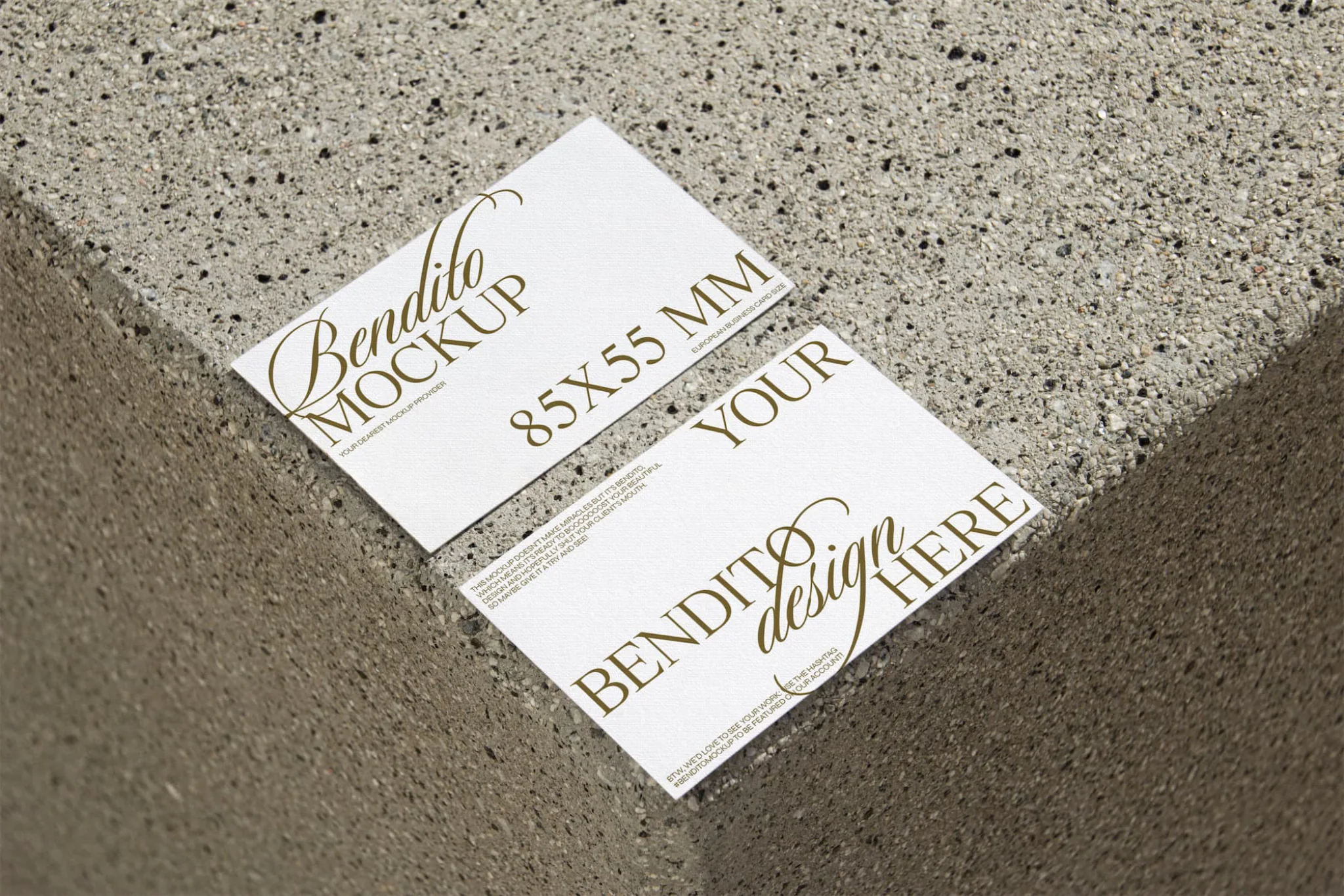 Business card mockup on concrete background.