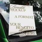 Poster mockup on the windshield of a car.
