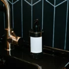 Hand soap mockup on an elegant sink