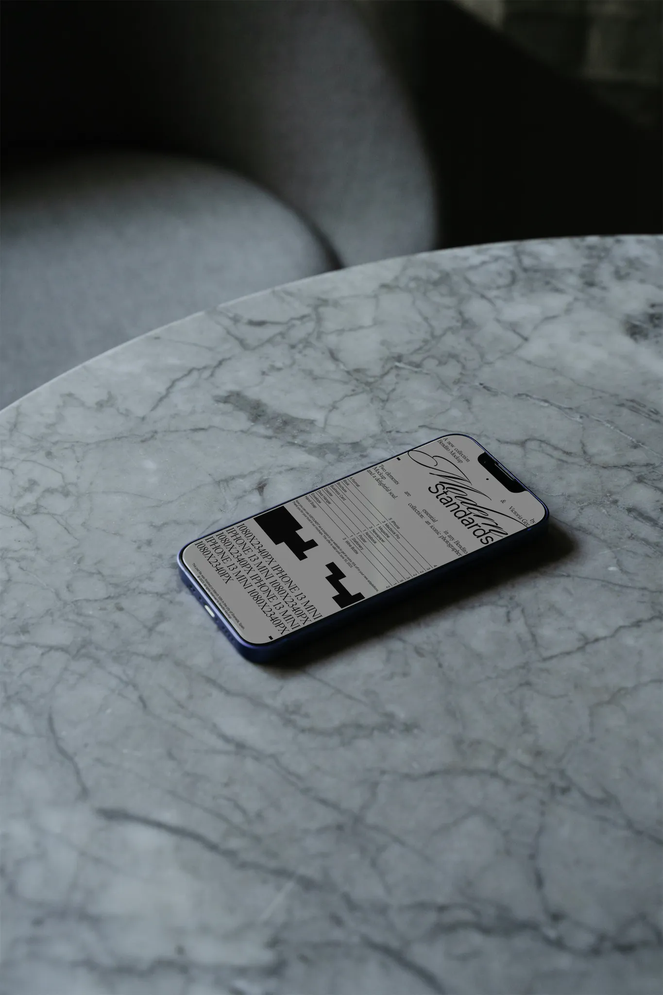 Iphone mockup on top of an elegan marble table