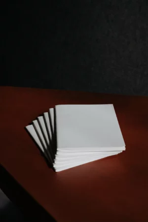 Set of notebooks mockup on top of a red counter
