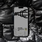 iPhone PSD mockup on top of a black jacket. Tech mockup.