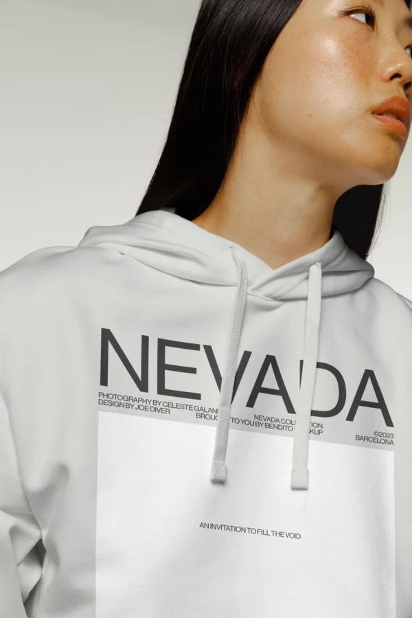 Female wearing a hoodie mockup, apparel mockup, clothing mockup, hoodie mockup, PSD file of a woman wearing a hoodie mockup, high quality mockup.