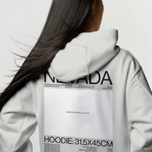 Woman with a hoodie mockup, fashion mockup, white hoodie mockup, apparel mockup, clothing mockup, premium quality fashion mockup.