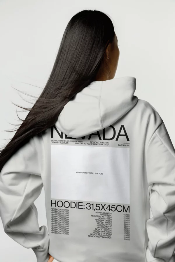 Woman with a hoodie mockup, fashion mockup, white hoodie mockup, apparel mockup, clothing mockup, premium quality fashion mockup.