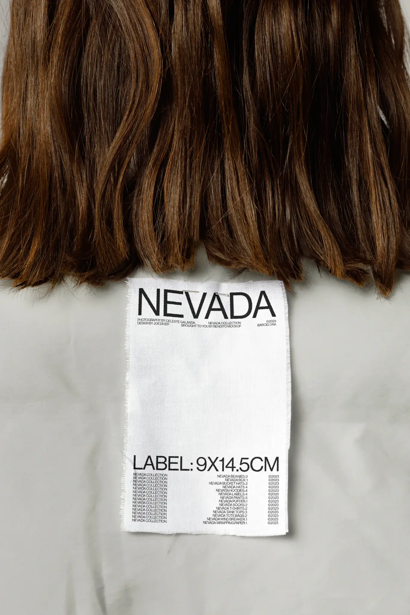 Close-up of the back of a guy with long hair with a label mockup, PSD file of label mockup, fashion mockup, apparel mockup, premium quality fashion mockup.