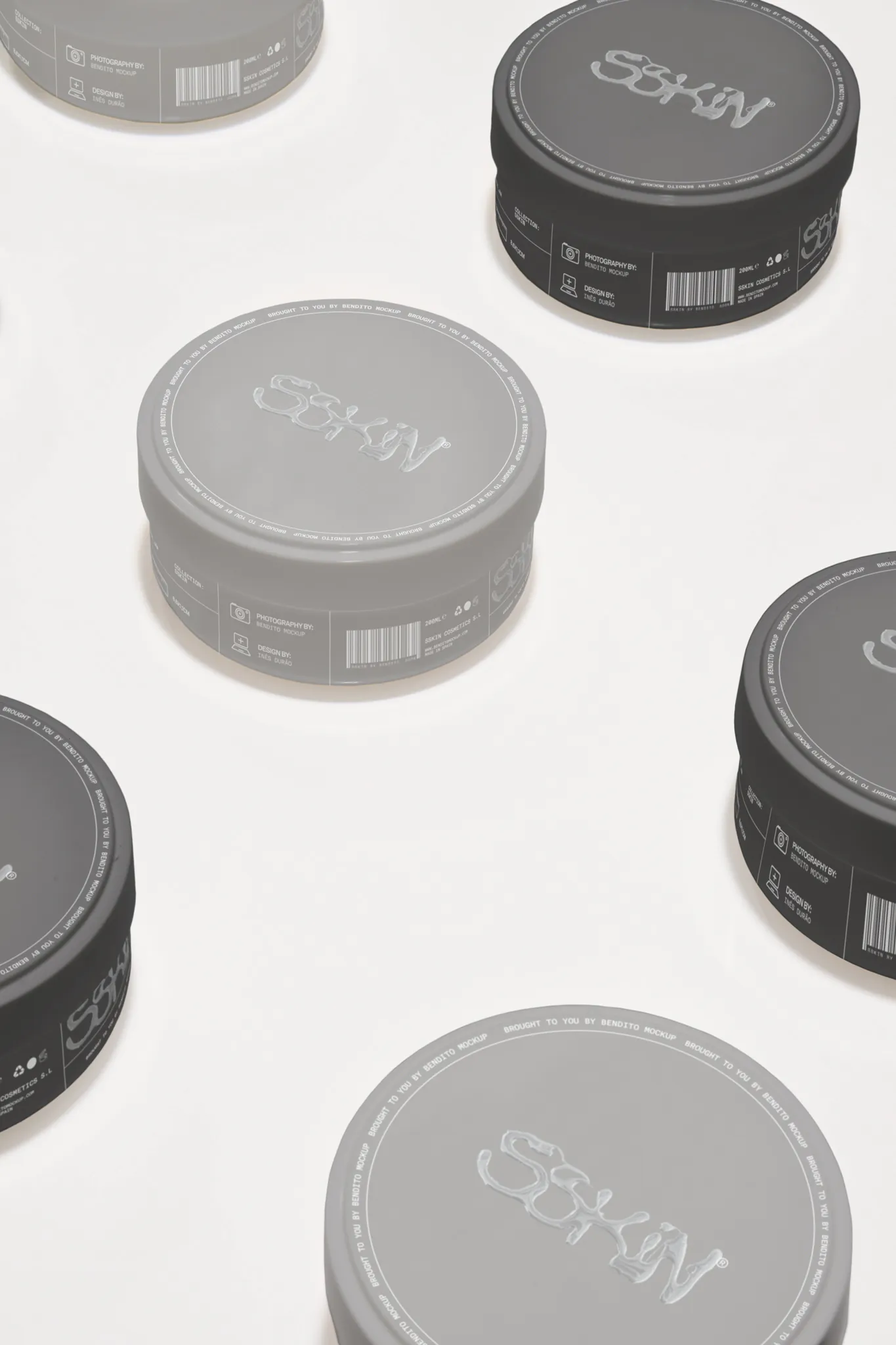 Cosmetic jars mockup on a white surface. Cream Jar mockup. Packaging PSD file. Skin care PSD file. Skin care mockup. High-quality packaging mockup.