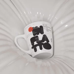 Mug mockup pressing an off-white neumatic surface. Mug mockup. Mug PSD file. 3d mockup. High-quality mug mockup.
