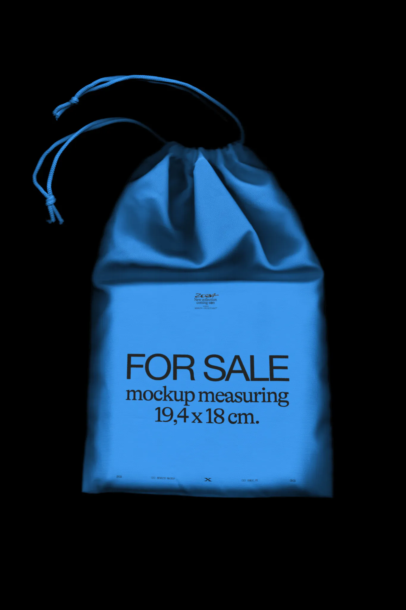 Hanging bag mockup with black background. White bag mockup with minimalist background. Canvas bag mockup which is perfect for presenting a brand design. High quality mockup.