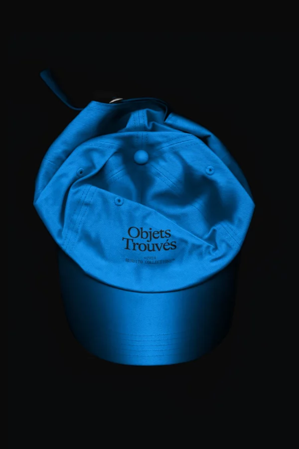 Scanned hat mockup. Frontal view of flattened cap on a scanner. Minimalist hat mockup on a black background. Cap mockup for Adobe Photoshop. High quality mockup.