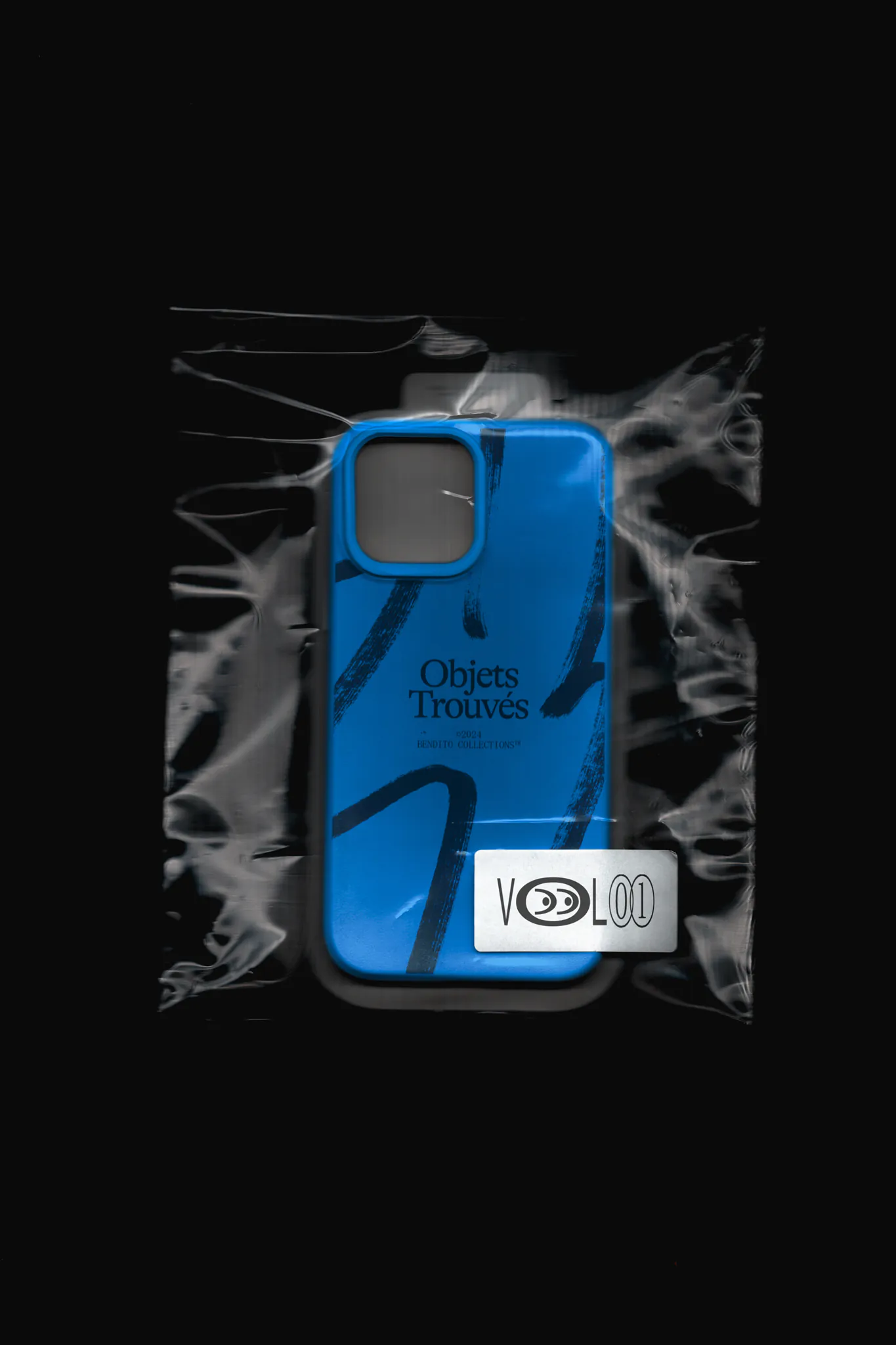 High-quality iPhone case mockup with a sticker inside enclosed in plastic bag. Scanned effect iPhone case mockup inside of a plastic bag. High quality mockup for Adobe Photoshop.