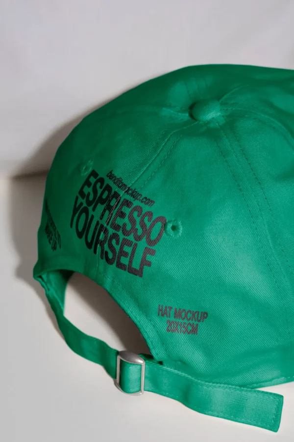 Color Version: Close-up of the back of an Espresso Yourself hat