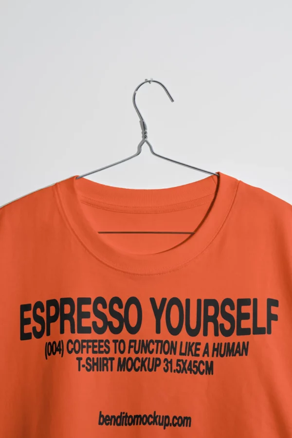 Color Version: Espresso Yourself t-shirt mockup on a hanger