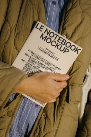 A spiral-bound notebook with a plain cover lies open on a flat surface