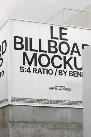 A large outdoor billboard displaying a blank white space against a clear sky