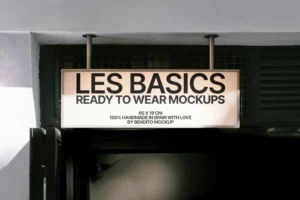 A blank rectangular sign on a pole against a clear sky