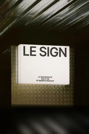 Illuminated wall-mounted sign mockup with a clean, minimal design, ideal for branding cafés, bars, or night-time retail spaces.